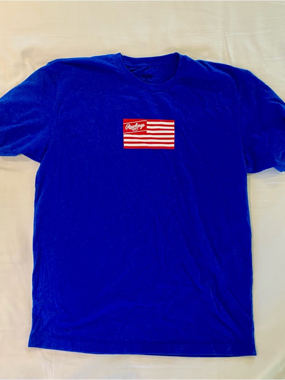 Rawlings Royal Blue Short Sleeve Tee with Red Logo Patch